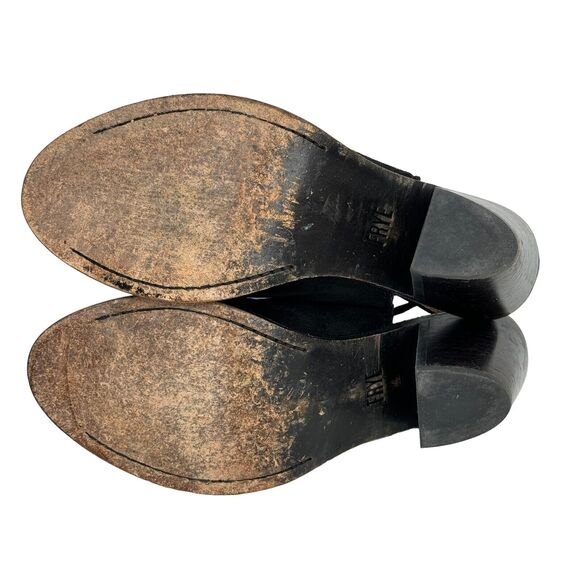 Frye Courtney Suede Leather Slingback Heeled Mule SZ 9 Shootie Black Open Toed - Picture 5 of 10